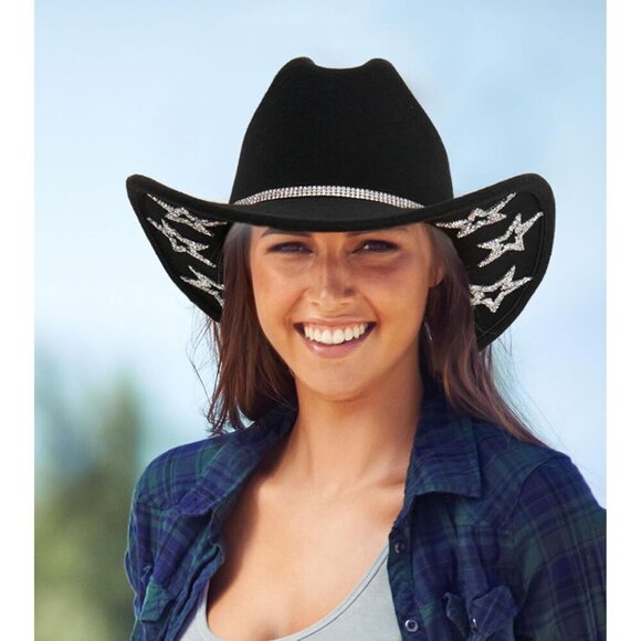 Cowboy Hat Set Felt Rhinestone Belt Stars Sunglasses Bandana Earrings main image 4